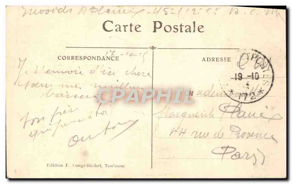 CPA Toulouse Le Donjon — Verso