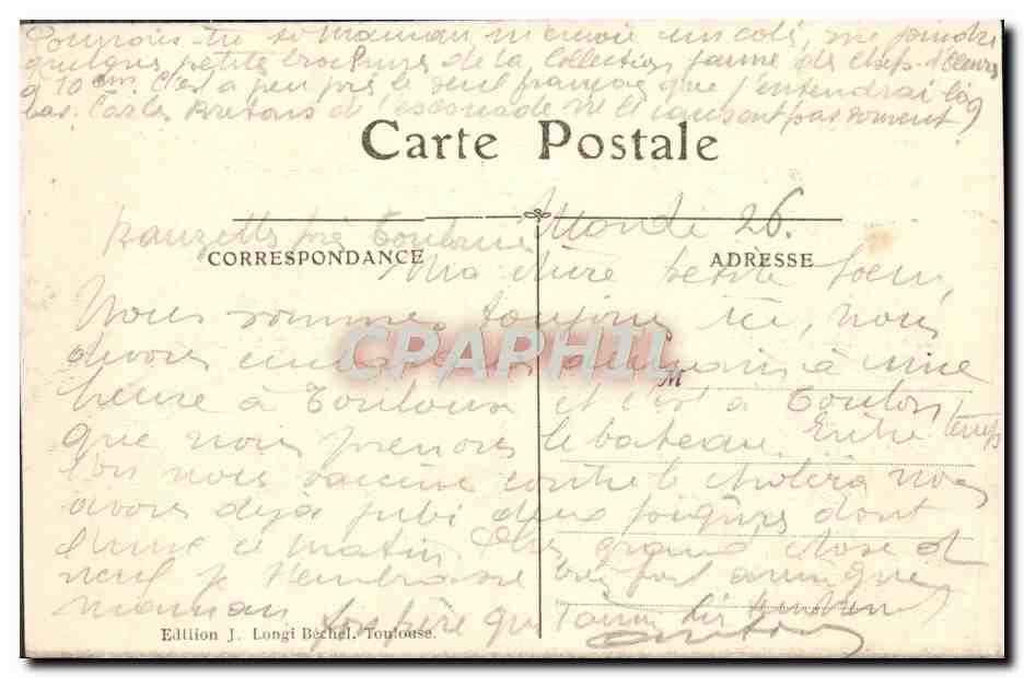 CPA Toulouse Le Capitole — Verso