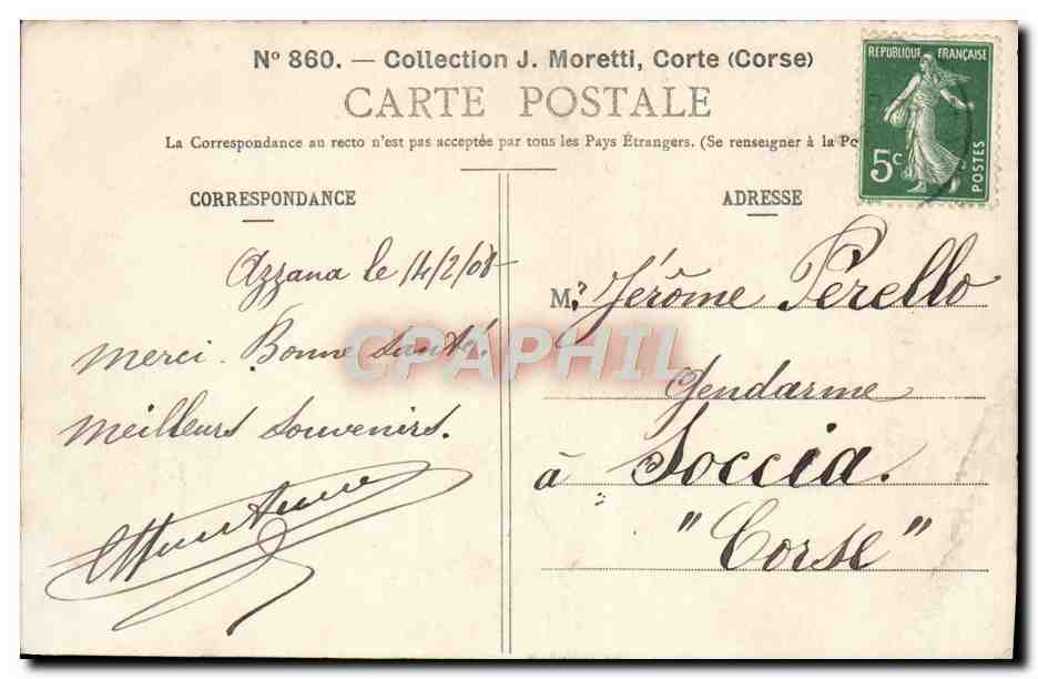 CPA Ajaccio La Prefecture Caserne Abatucci Et Grand Seminaire — Rückseite