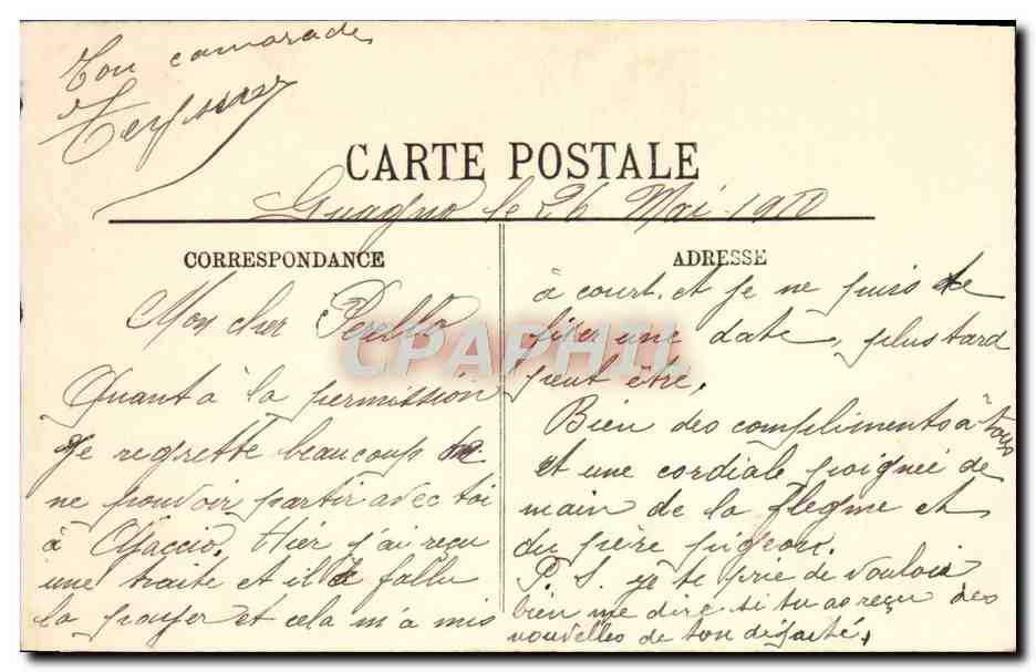 CPA Ajaccio La Parata Et Les Sanguinaires — Rückseite