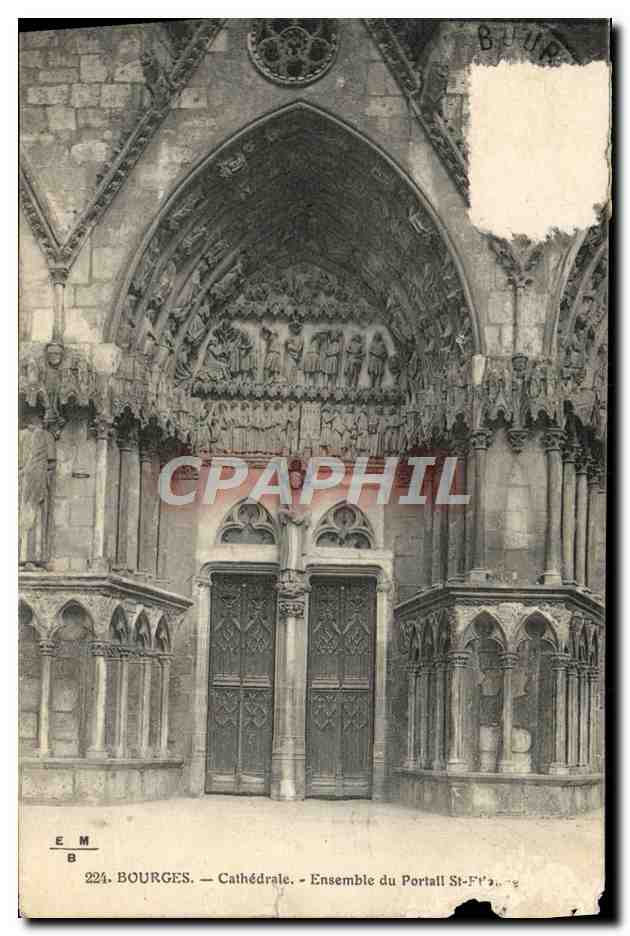 CPA Bourges Cathedrale Ensemble du Portall