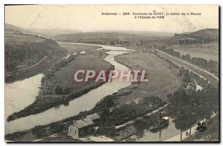 Ardennes — 358 — Environs de GIVET, la Vallée de la Meuse à l'Ecluse de HAM