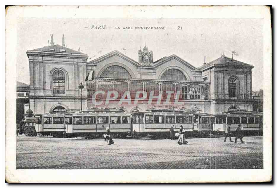 CPA Paris La Gare Montparnasse Tramways