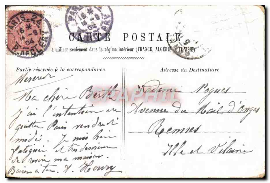 CPA Paris La Gare Montparnasse Tramways — Rückseite
