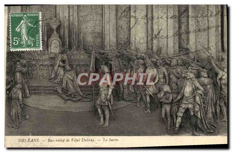 CPA Orleans Bas relief de Vital Dubray Le sacre Jeanne d'Arc