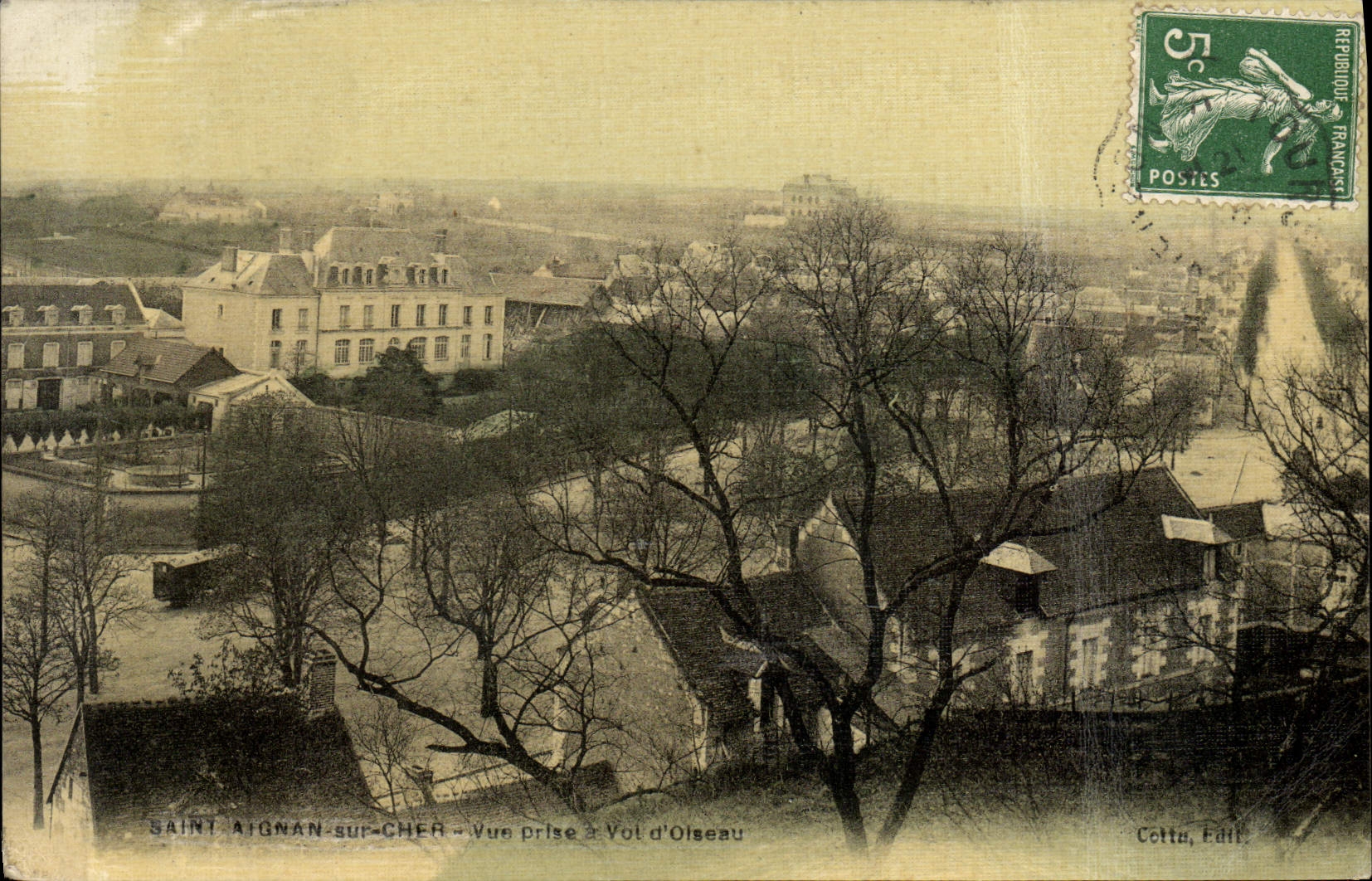 CPA Saint Aignan Sur Cher Vue prise a vol d'oiseau (carte toilee)