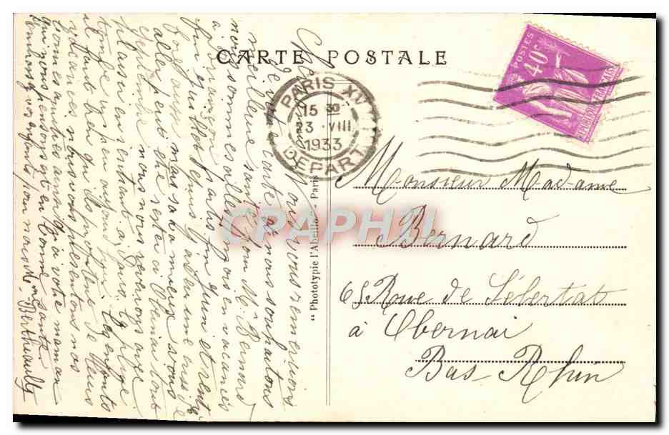 CPA Paris Le Pont Royal et les Pavillons de Marsan et de Flore — Rückseite