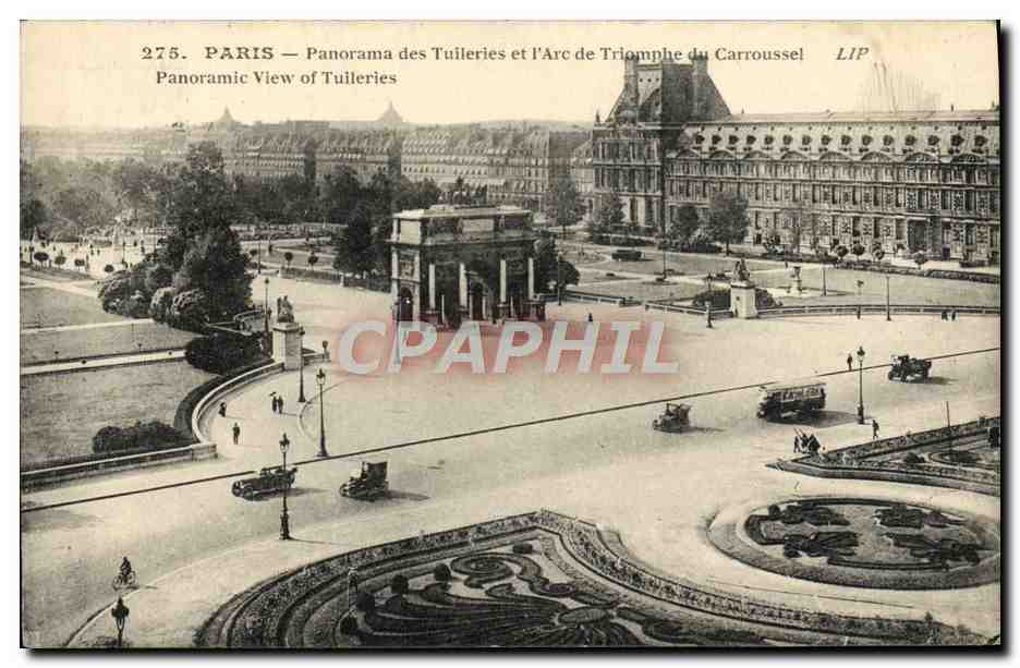 CPA Paris Panorama des Tuileries et l'Arc de Triomphe du Carroussel
