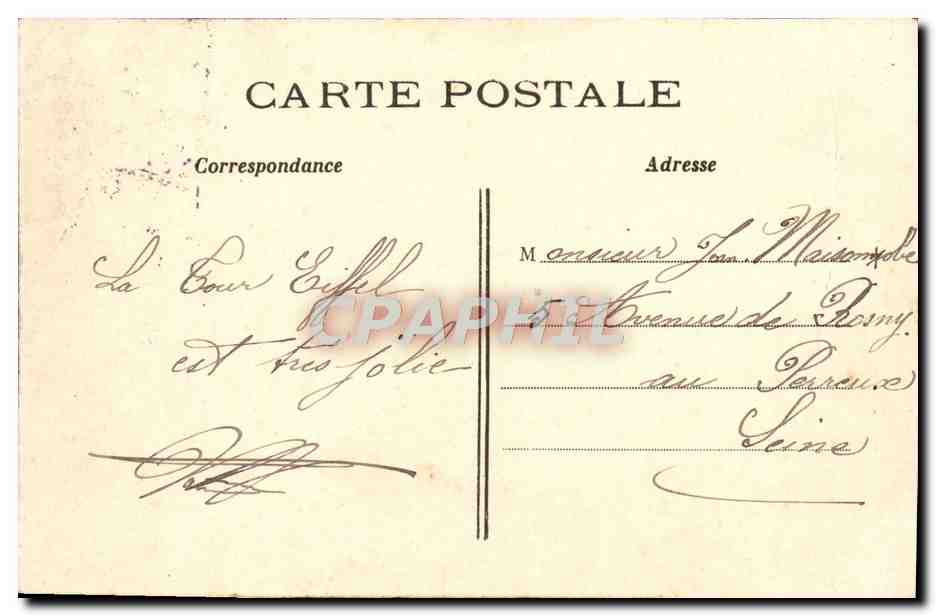 CPA Paris L'Arc de Triomphe du Carrousel — Rückseite