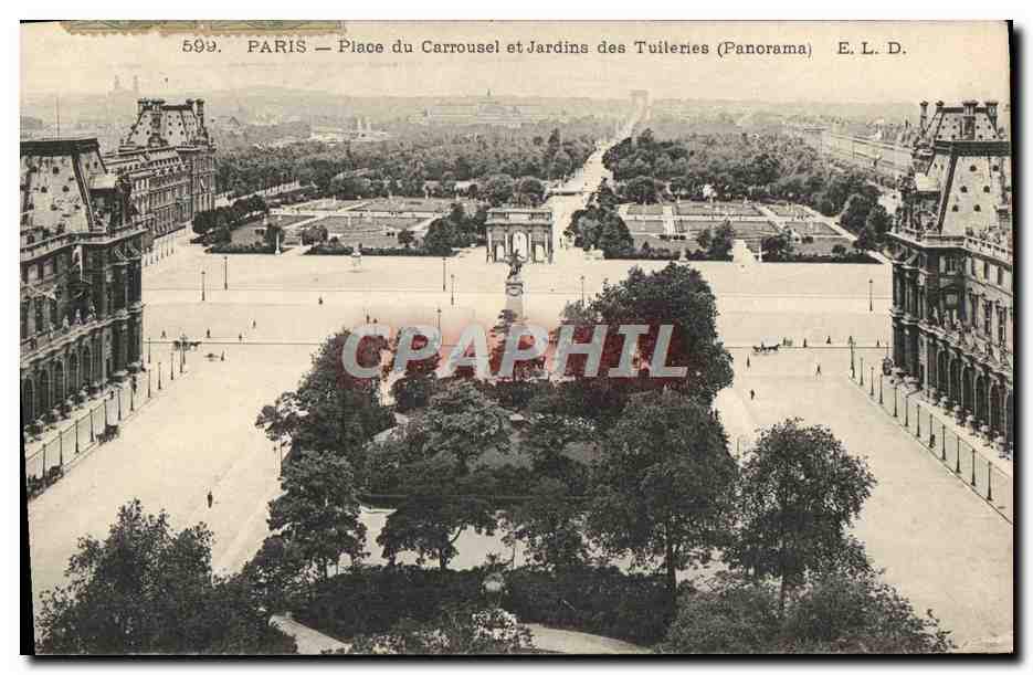 CPA Paris Place du Carrousel et Jardins des Tuileries