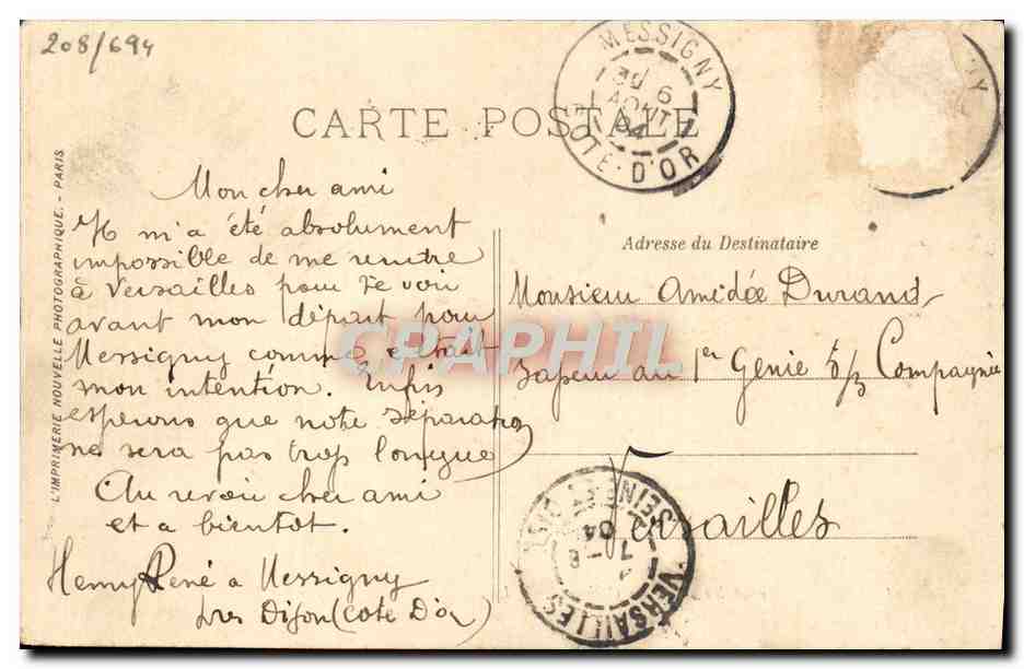 CPA Paris L'Arc de Triomphe du Carrousel — Rückseite