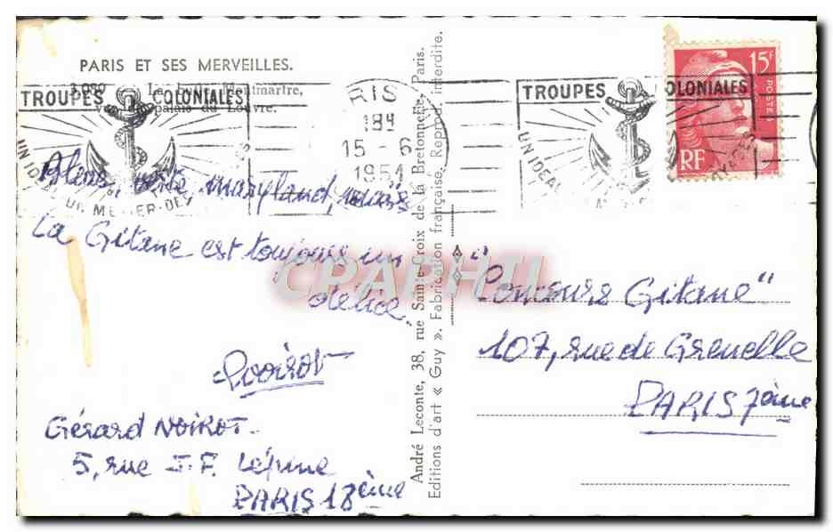 CPA Paris Et ses Merveilles La butte montmartre Le palais du Louvre — Rückseite