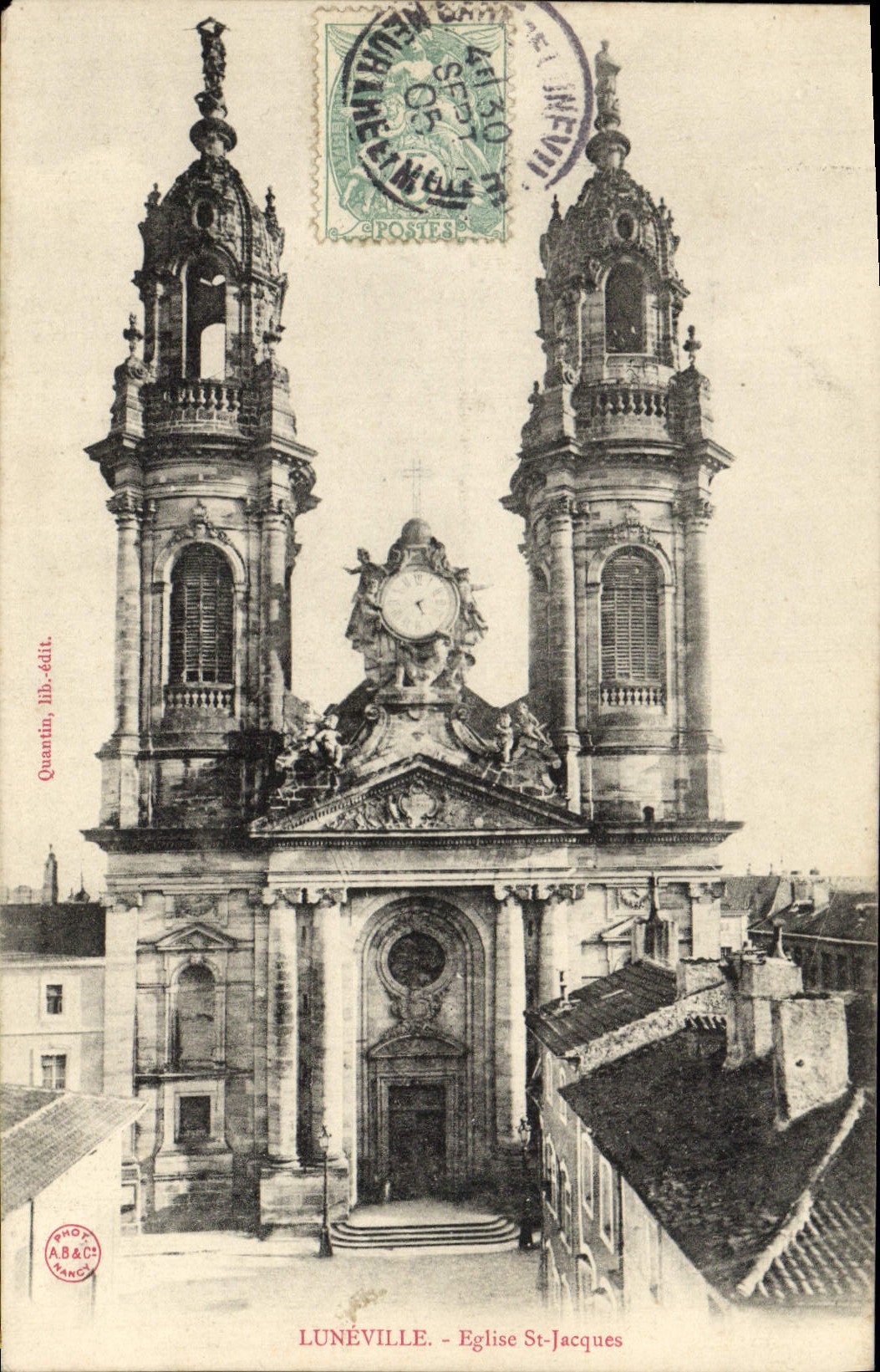 Lunéville - Église St-Jacques — Phot. A.B.&C. - Quantin, lith.édit.