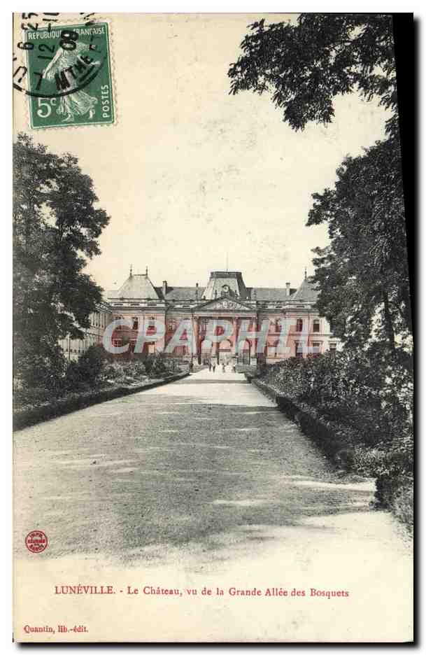 Lunéville - Le Château, vu de la Grande Allée des Bosquets — Quantin, lib.-édit.