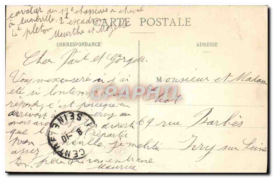 Lunéville - Wijk Clarenthal (17e Kavalleriejagers) — Quantin, Hb.-uitgever — Achterkant