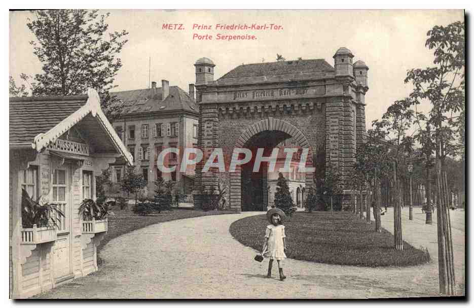 CPA Metz Prinz Friedrich Karl Tor Porte Serpenoise Enfant