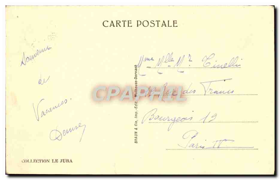CPA Bourg de Sirod Barrace et Entree Du Tunnel de Captage — Rückseite