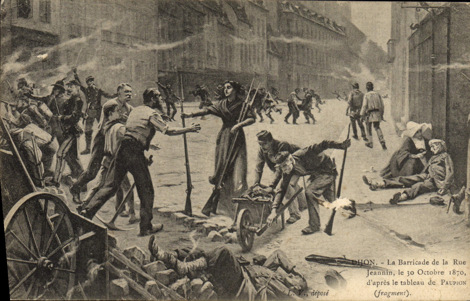 CPA Dijon La Barricade de la Rue Jeannin 30 octobre 1870 Paupion Militaria 