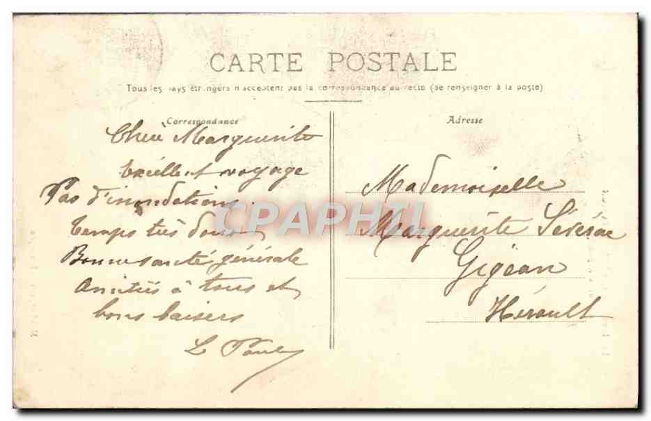 CPA Besancon Les inondations en 1910 Rue de la Republique — Verso