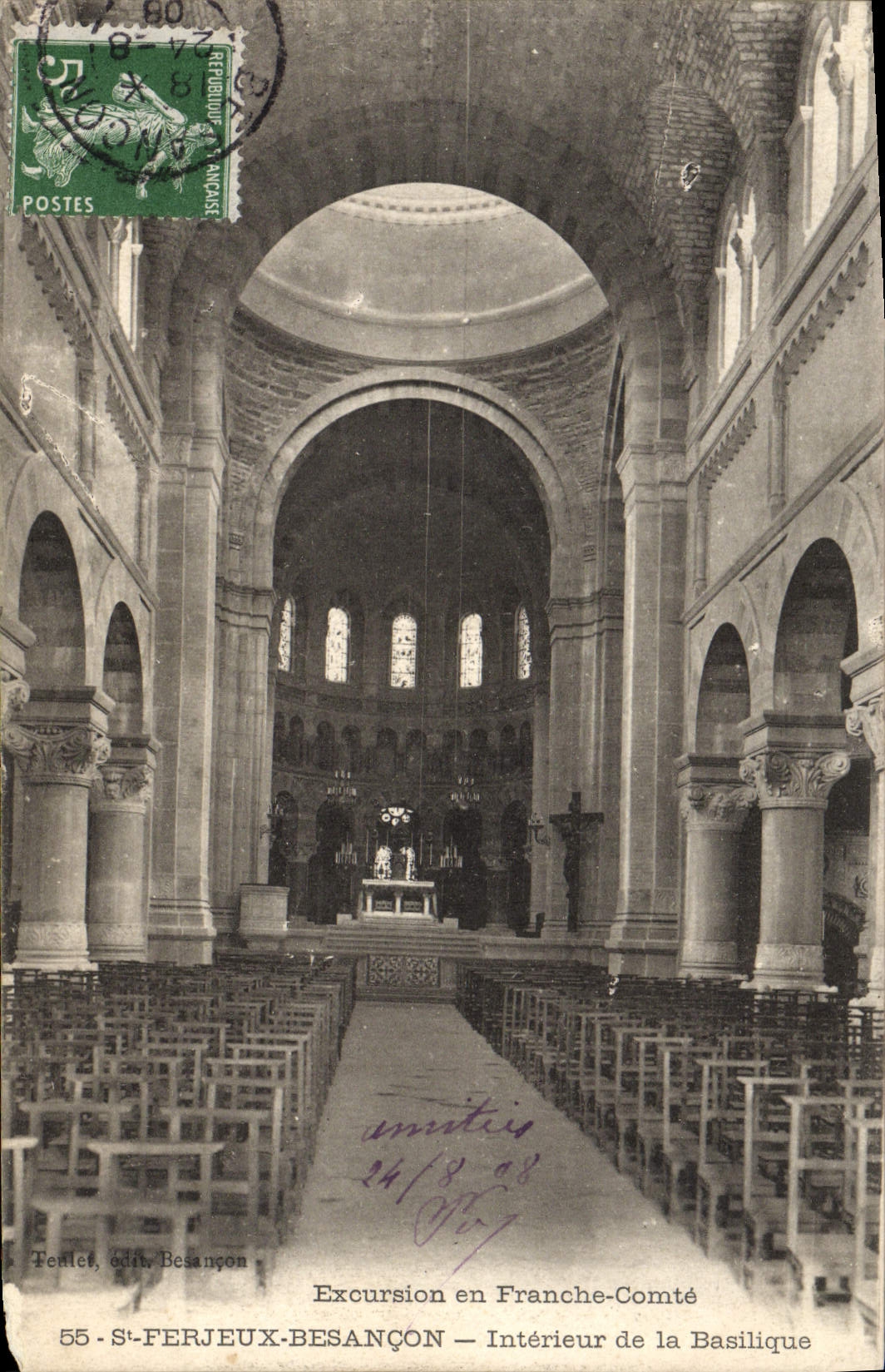 CPA St Ferjeux Besacon Interieur de la Basilique