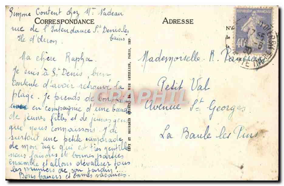CPA Saint Denis D'Oleron Avenue et Phare de Chassiron — Rückseite