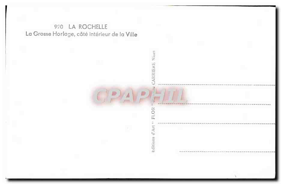 CPM La Rochelle La Grosse Horloge cote Interieur de la Ville Velo Cycle — Verso