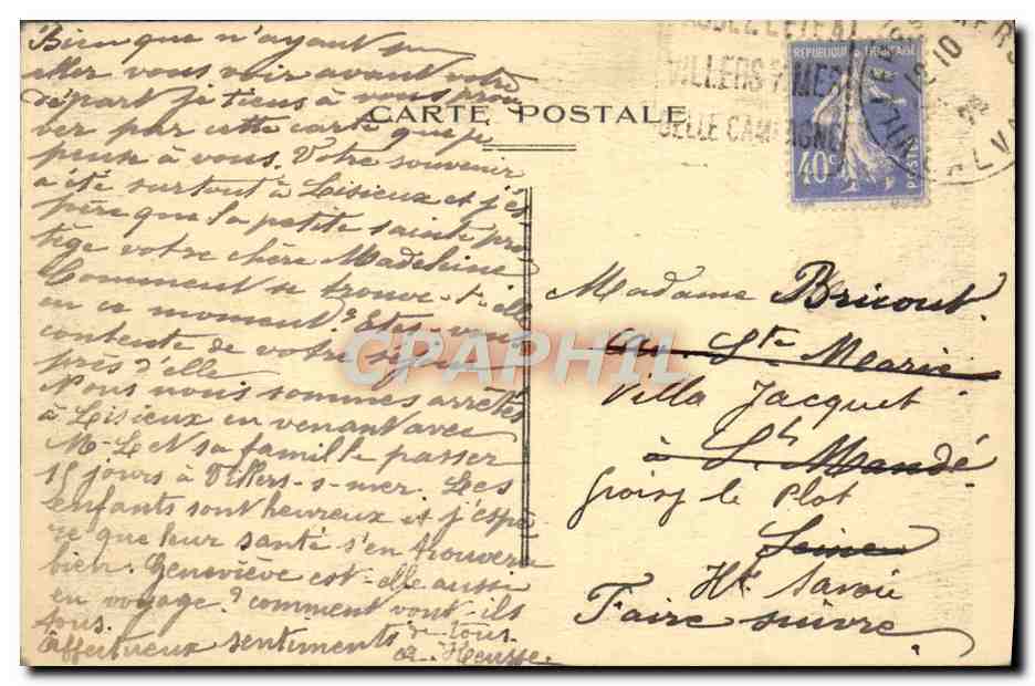 CPA Lisieux Le Carmel — Verso