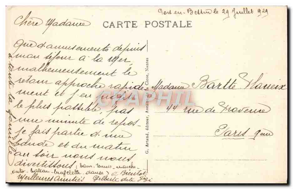 CPA Port en Bessin Le deuxieme Bassin pris de la Cale Bateaux — Verso