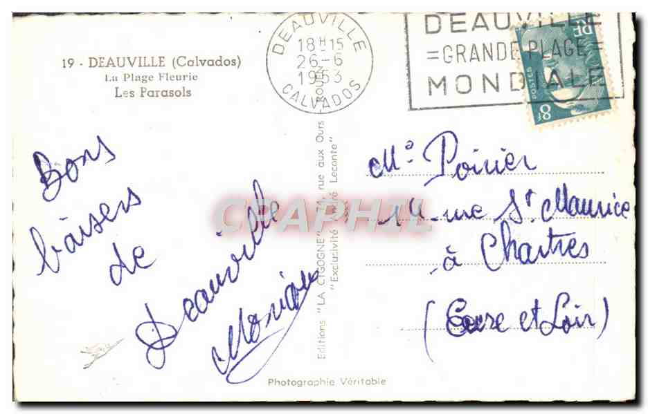 Deauville — La Plage Fleurie, Les Parasols — A. CIGOGNE — Rückseite