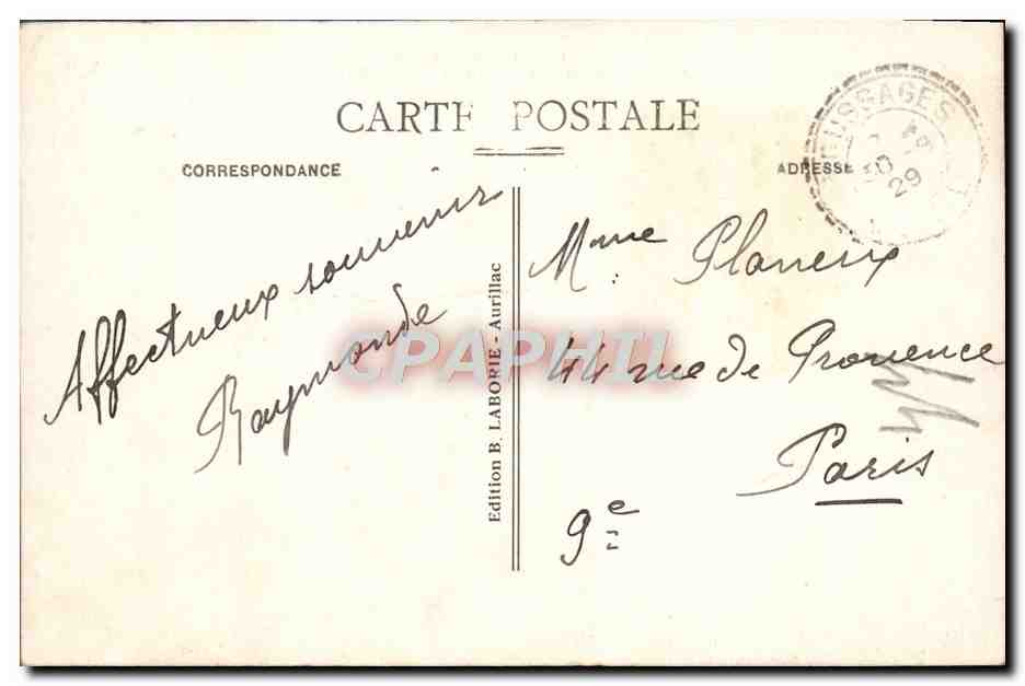 CPA Gorges de la Maronne Pont et Moulin de Crozat — Rückseite