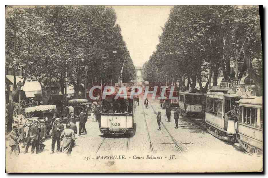 CPA Marseille Cours Belsunce Tramways 