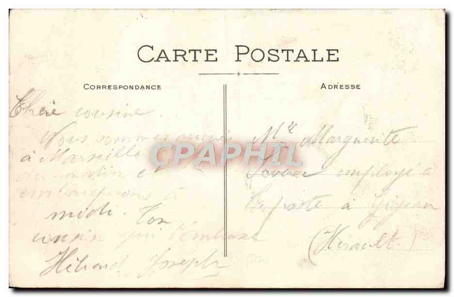 CPA Marseille Rue de la Republique Tramway Bateaux — Verso