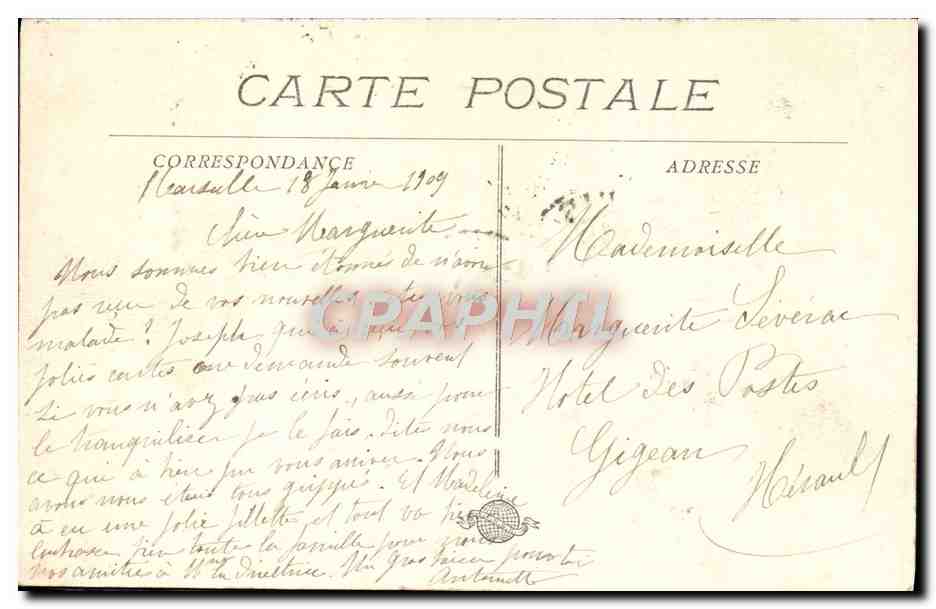 CPA Marseille La Cannebiere Tramway Cafe Riche — Verso