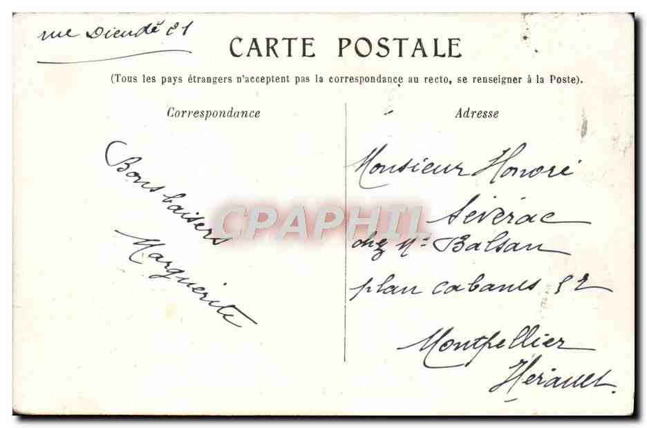 CPA Marseille La mairie — Rückseite