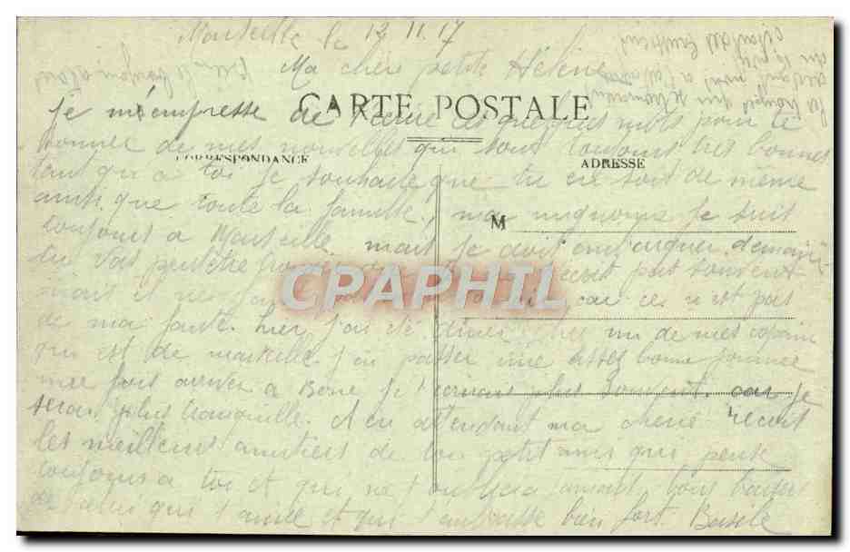 CPA Marseille La Cannebiere — Verso