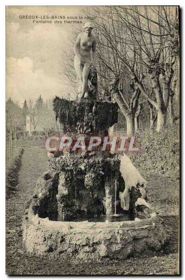CPA Greoux Les Bains Sous La Neige Fontaine Des Thermes