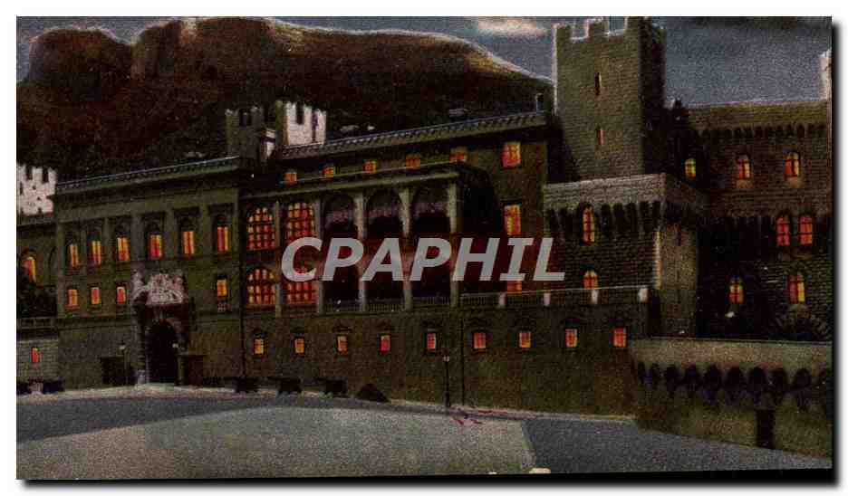 Monaco — Le Palais du Prince — Effet de nuit. ND. Phot.