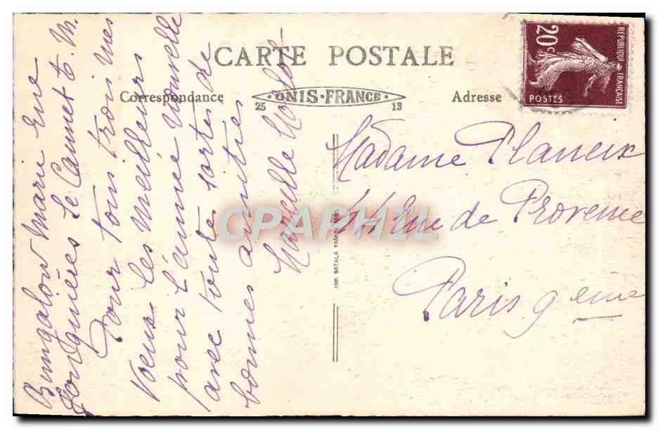 CANNES — Horloge du Suquet — Éditeur non identifié, n° 75 — Verso