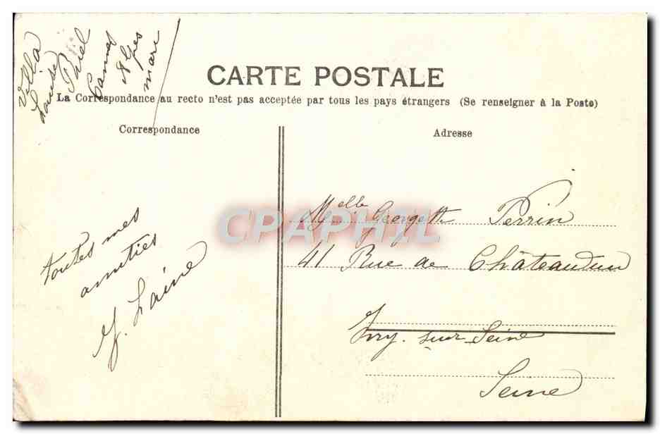 CPA Cannes Villa Louise Ruel — Verso