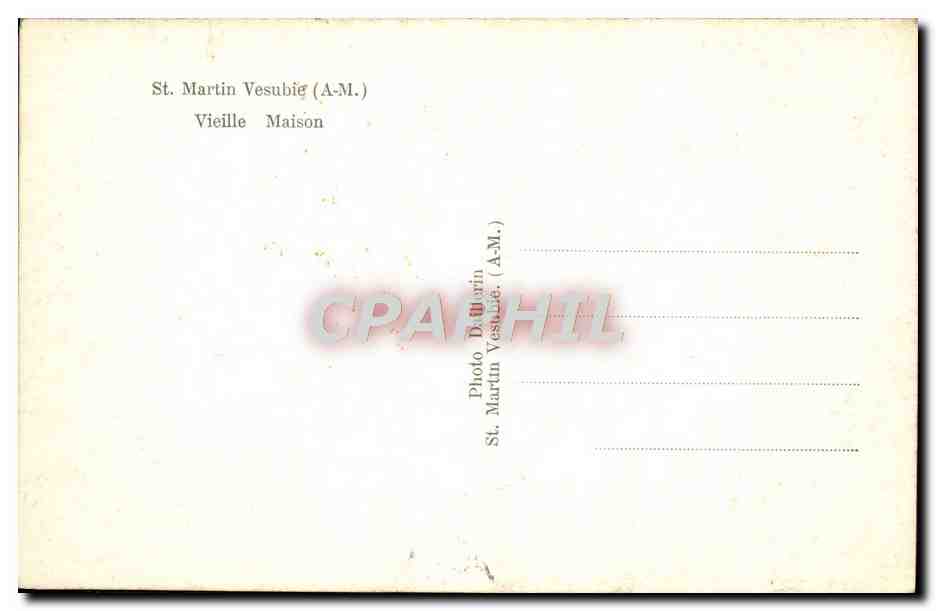 CPM St Martin Vesubie Vieille Maison — Rückseite