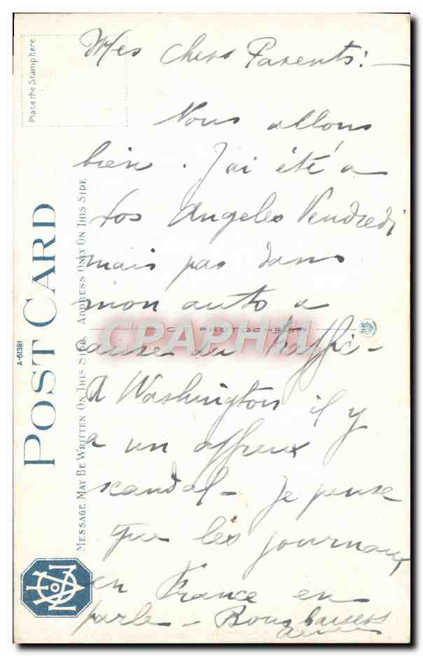 CPA A Groupe Of Fine Residences Los Angesles Cal — Rückseite