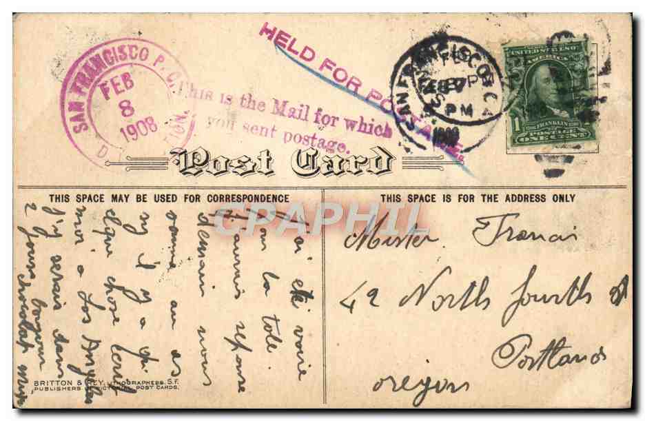 CPA The Garde Presidio Government Reservation U S A Headquarters San Francisco — Rückseite