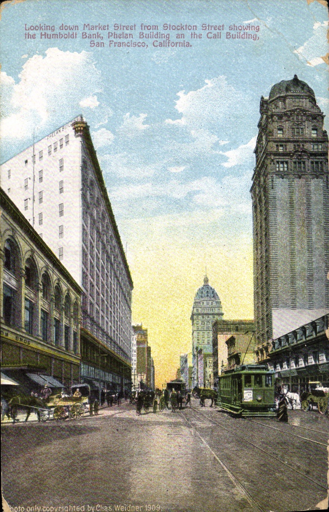 CPA Looking Down Market Street From Stockton Street Showing The Humboldi Bank Phelan San Francisco California