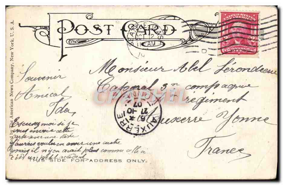 CPA The Great Earthquake And Fire San Francisco Cal 1906 — Rückseite