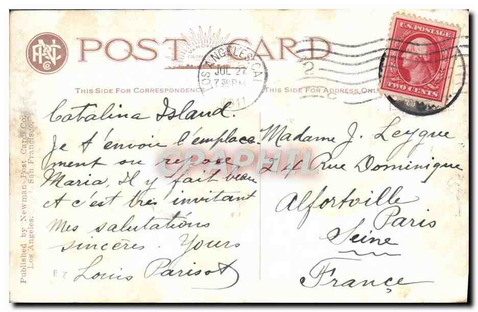 CPA Avalon And Bay Catalina Island — Rückseite