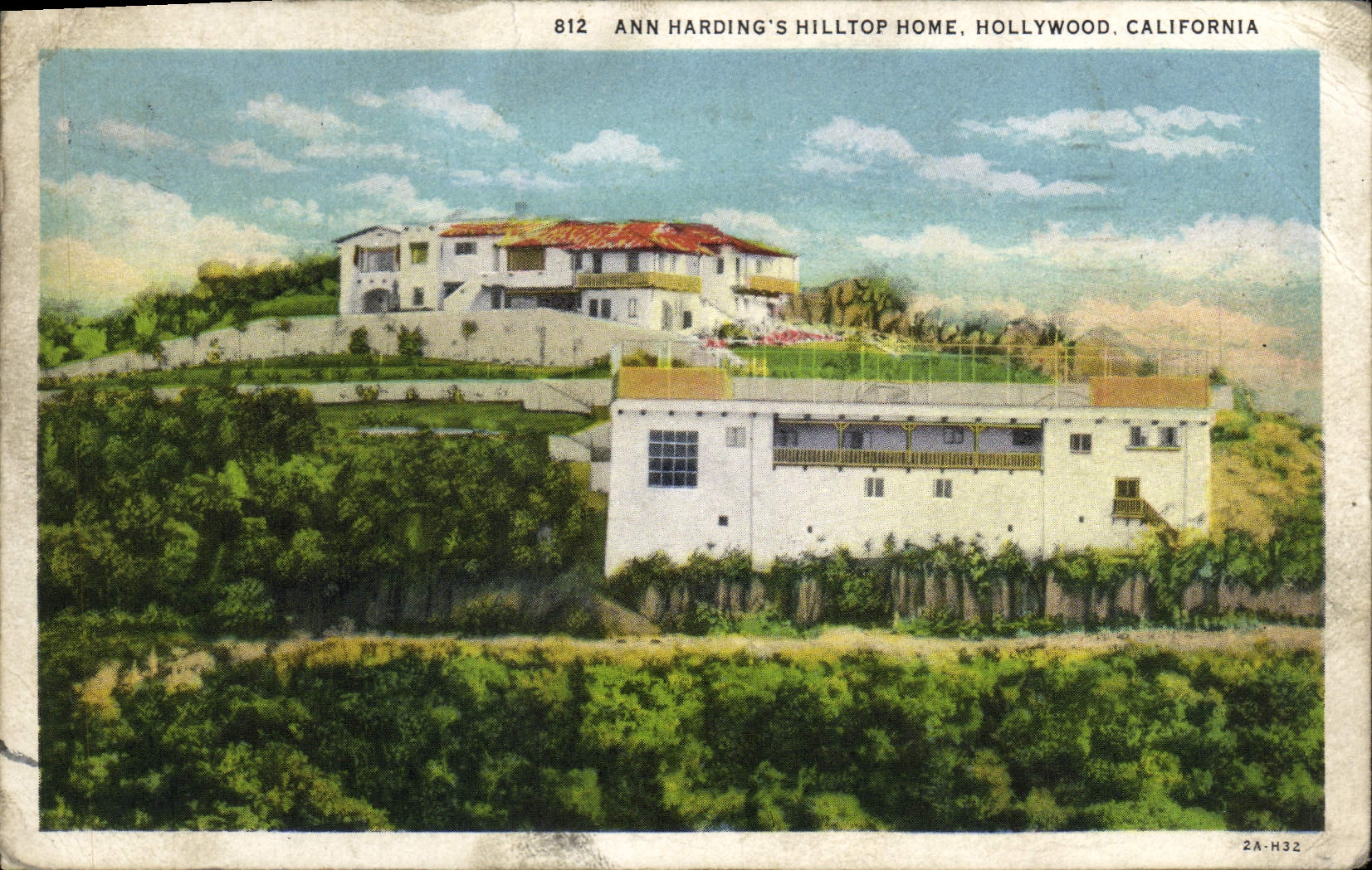 Ann Harding's Hilltop Home — Hollywood, California — Western Publishing & Novelty Co. 2A-H32