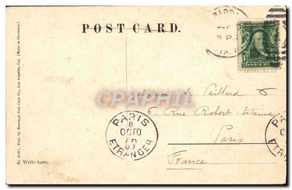 CPA Potter Hotel Santa Barbara Cal — Rückseite