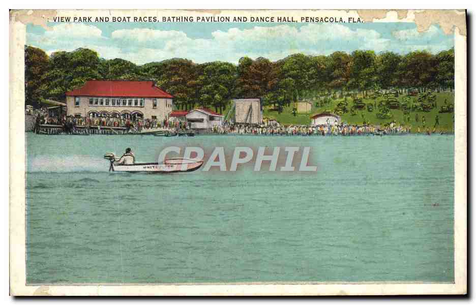 CPA View Park And Boat Races Bathing Pavillon And Dance Hall Pensacola Fla