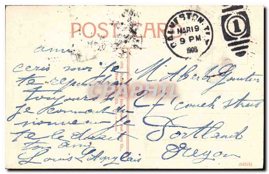 CPA State Medical College Galveston Tex — Rückseite