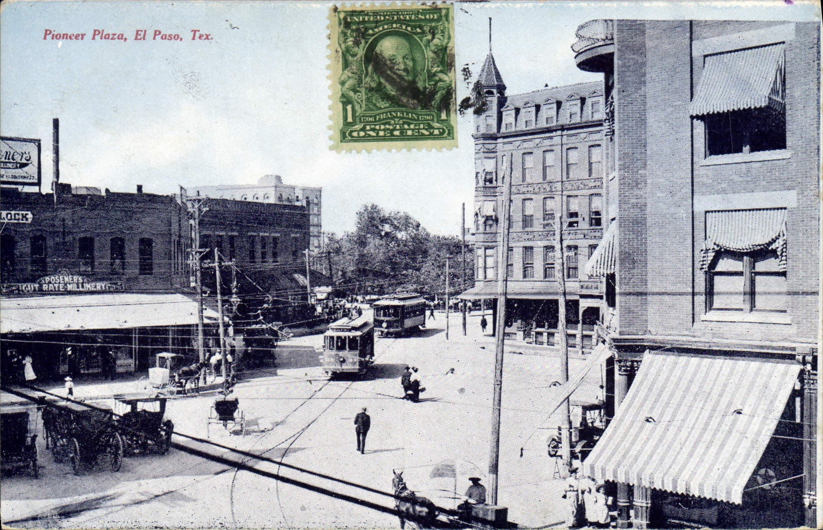CPA Pioneer Plaza El Paso Tex Tramway